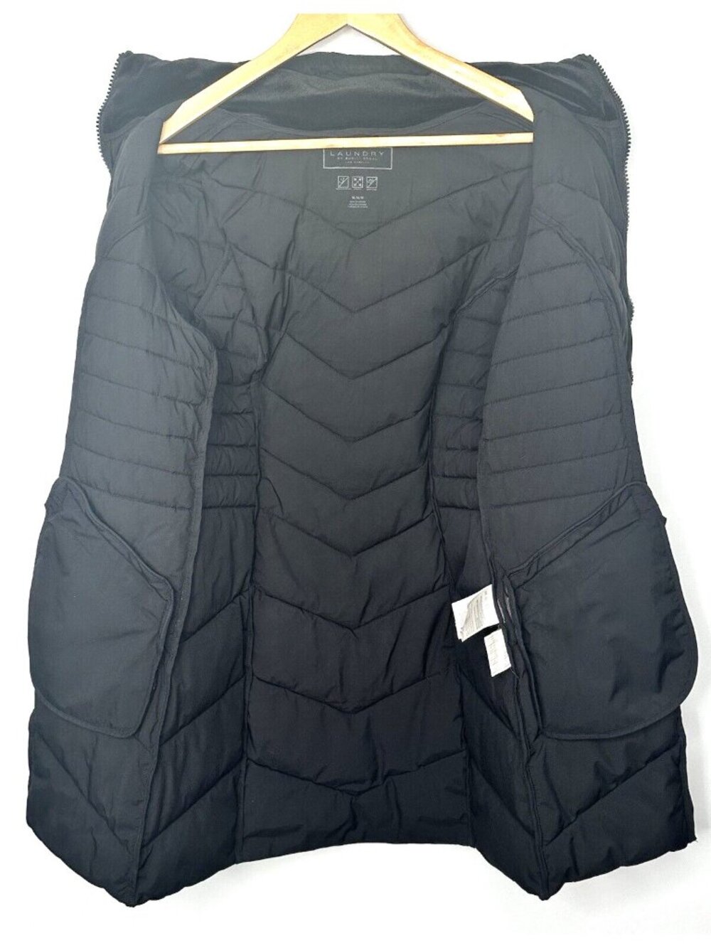 Laundry By Shelli Segal Puffer Jacket Hooded Windproof Long Black Womens Size M - Picture 10 of 16